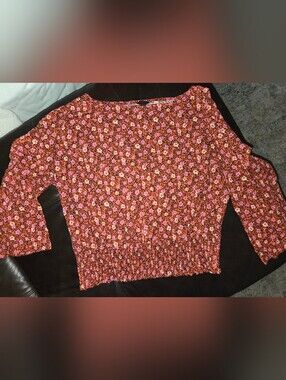 Ann Taylor Floral Smocked Mini Skirt - Pink & Orange
